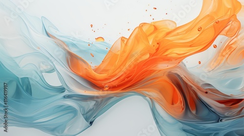 Blue and orange flowing curves on a white background.