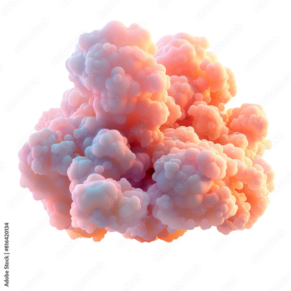 A large pink cloud with a white background A large pink cloud with a white background