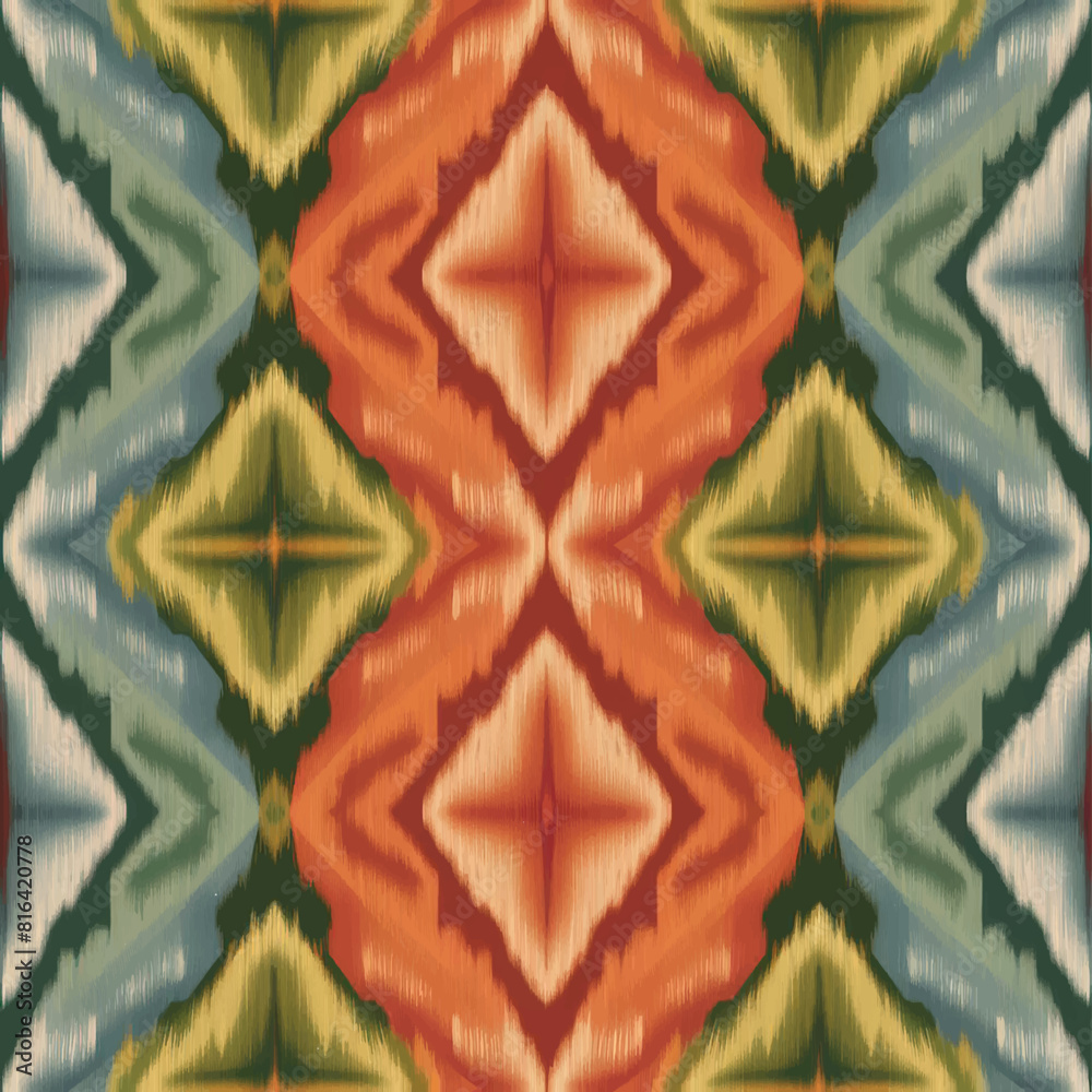Obraz premium ikat seamless pattern fabric texture background