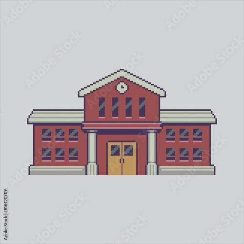 Pixel art illustration School. Pixelated School. School class Building pixelated for the pixel art game and icon for website and video game. old school retro.