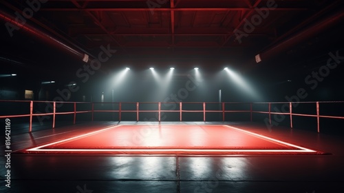 The boxing ring is ready for the next fight. Who will be the winner. photo