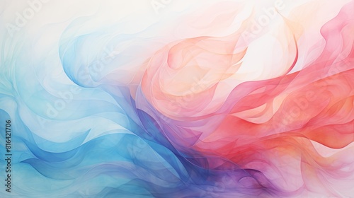 The image is a watercolor painting of a wave abstract colorful background with smoke