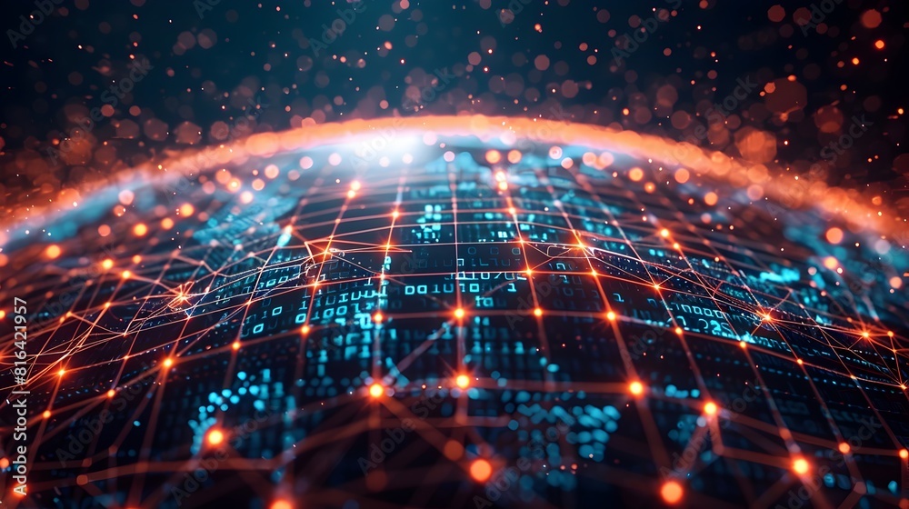 Futuristic Global Network Connection Concept with Vibrant Cyber Punk Aesthetic Futuristic Global Network Connection Concept with Vibrant Cyber Punk Aesthetic