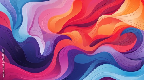 The image is an abstract painting with a colorful  wavy pattern. It is made with bright and saturated colors  and has a modern and contemporary look and feel.