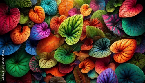 Image of Lamium leaves with vivid colors photo