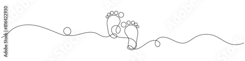 
Baby's feet. Little kids feet. Tiny foots. One single line drawing of feet. Continuous line. Hand-drawn design for posters, wall art, tote bag, mobile case, t-shirt print. Baby shower. vector illustr