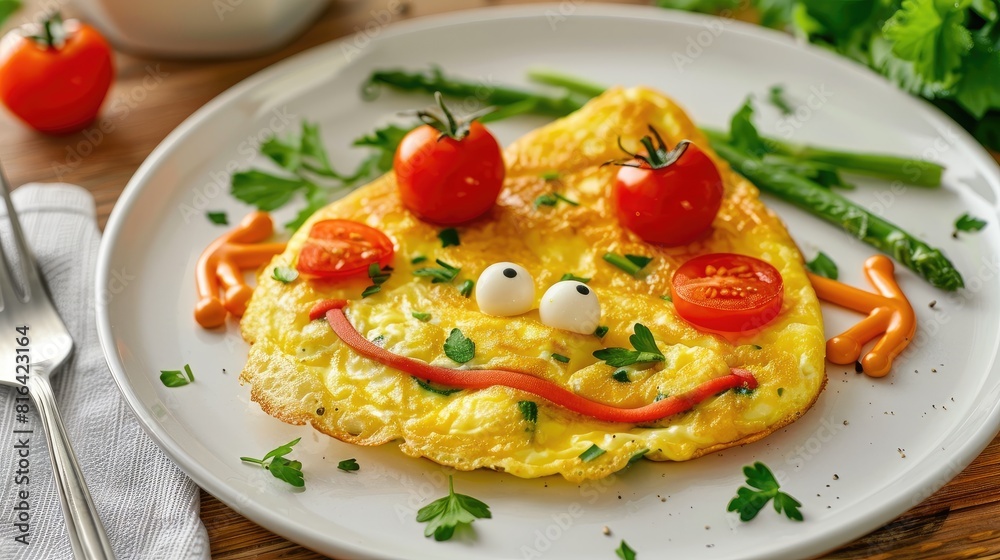 Kids Breakfast Vegetable Omelet in the Shape of a Frog