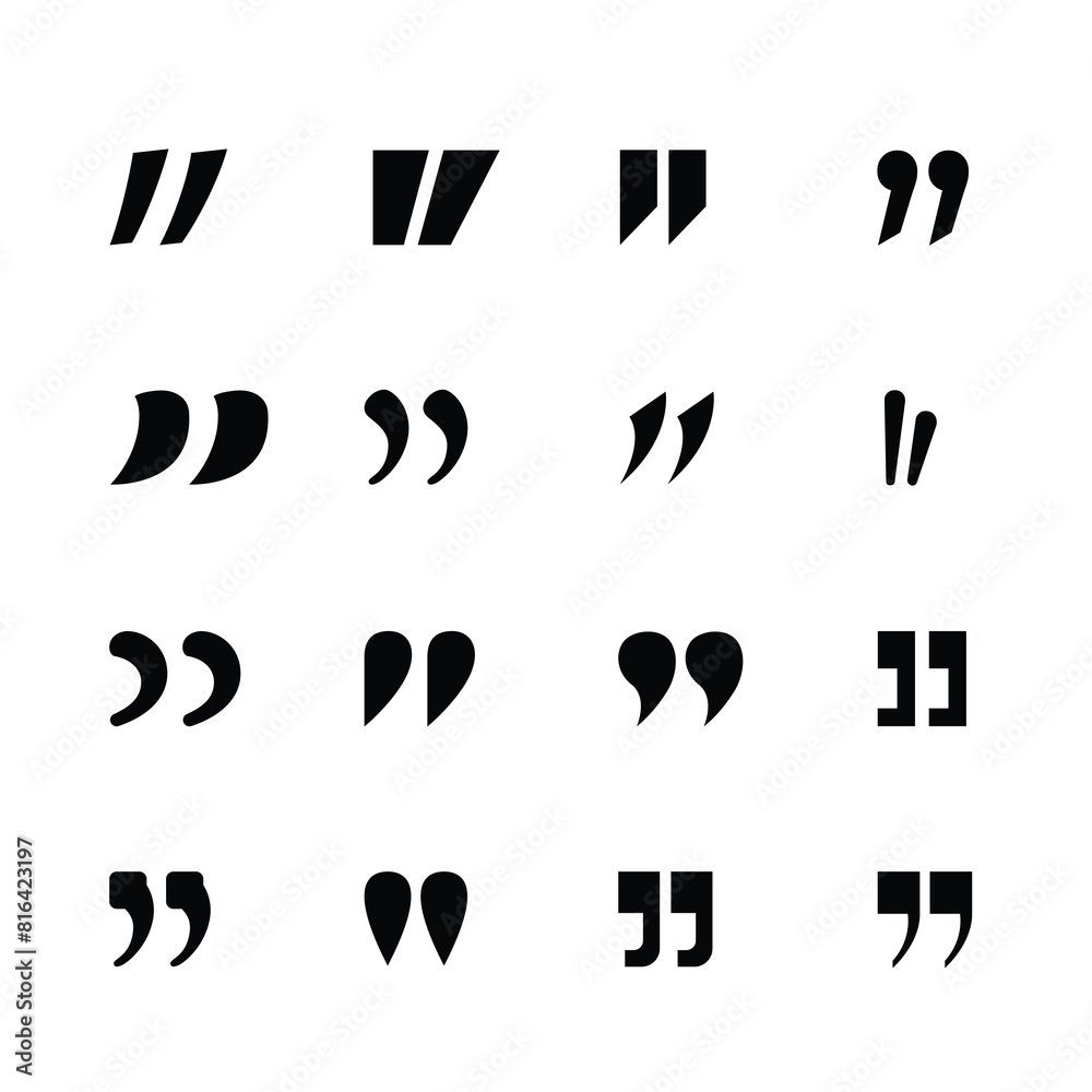 quote icon with 16 different shapes