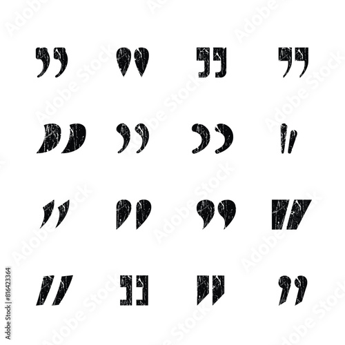grunge quote icon with 16 different shapes