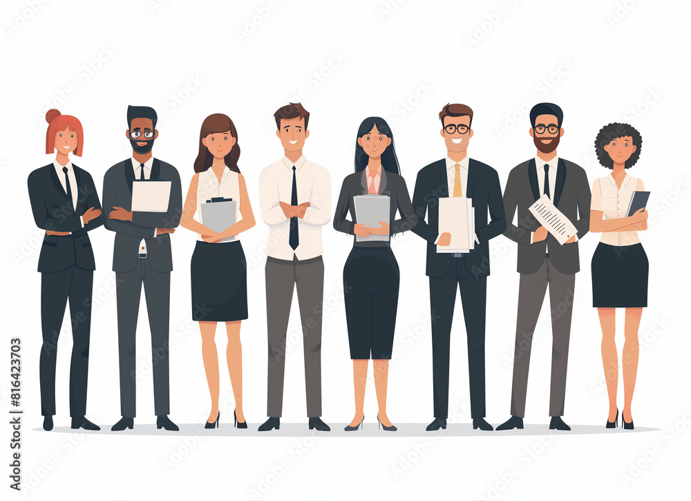 Obraz premium Business team of men and women standing in row