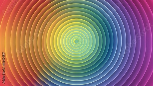 A gradient background with concentric circles radiating from the center in rainbow hues. 