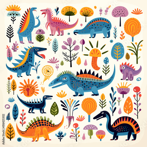 various dino icons on a white background