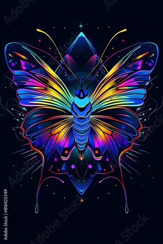 Radiant Butterfly Transformation A Synthwave Inspired Digital of Renewal and Metamorphosis © CYBERUSS