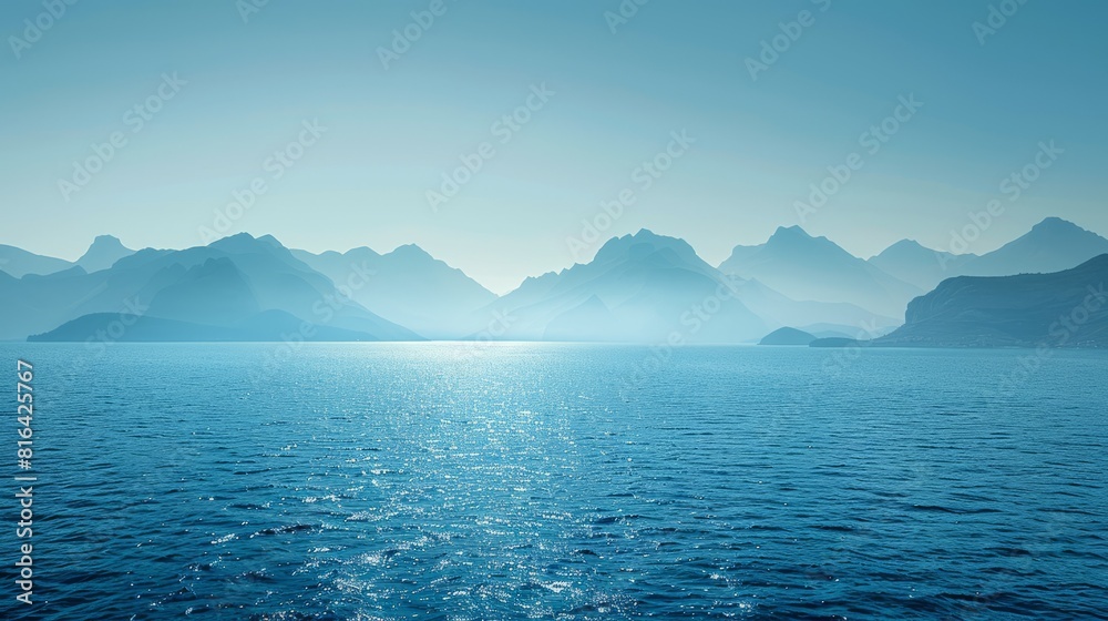 Serene Mountain Range Reflecting on Crystal Blue Waters, A Peaceful Escape Serene Mountain Range Reflecting on Crystal Blue Waters, A Peaceful Escape