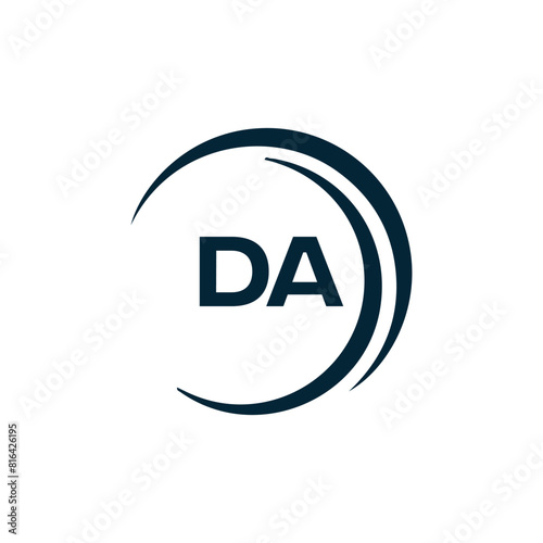 DA logo. D A design. White DA letter. DA, D A letter logo design. Initial letter DA linked circle uppercase monogram logo. D A letter logo vector design.  © MdRakibul
