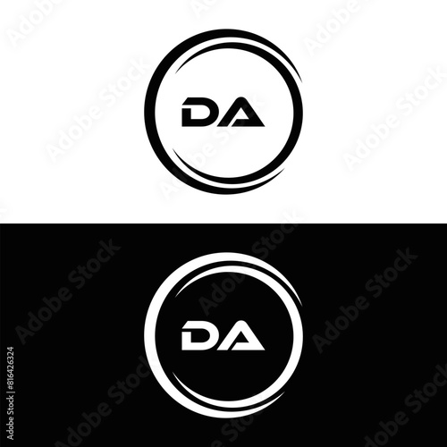 Free Download DA logo. D A design. White DA letter. DA, D A letter logo design. Initial letter DA linked circle uppercase monogram logo. D A letter logo vector design.  - GFXLoad