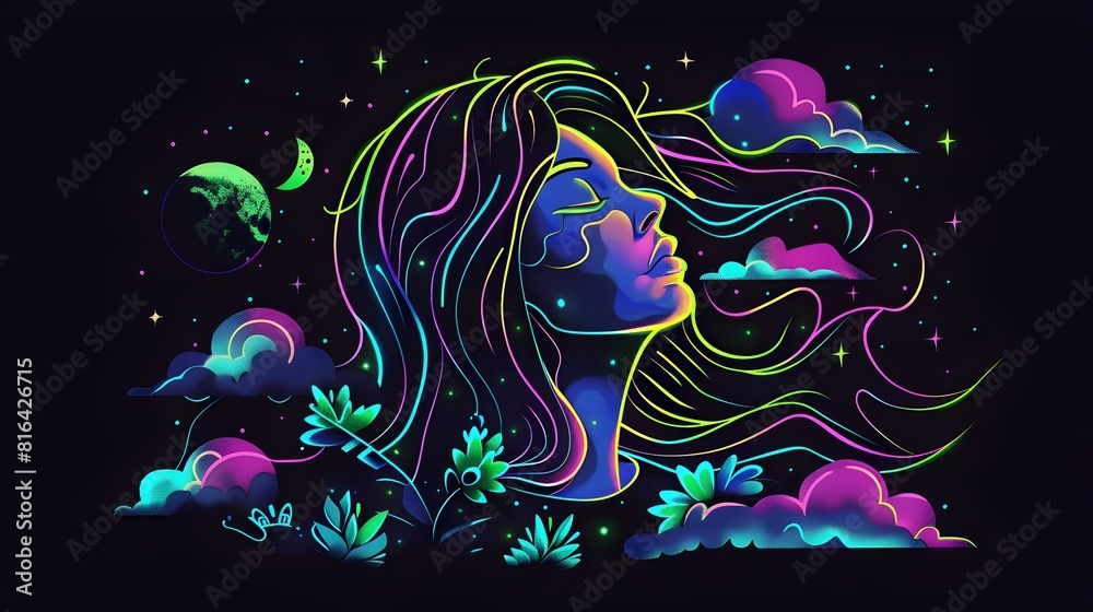Vibrant Abstract Showcases the Importance of Accessible Nature for Human Well being in Urban Environments with a Stylized Synthwave Aesthetic Vibrant Abstract Showcases the Importance of Accessible Nature for Human Well being in Urban Environments with a Stylized Synthwave Aesthetic