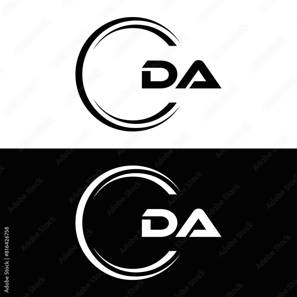 DA logo. D A design. White DA letter. DA, D A letter logo design. Initial letter DA linked circle uppercase monogram logo. D A letter logo vector design. DA logo. D A design. White DA letter. DA, D A letter logo design. Initial letter DA linked circle uppercase monogram logo. D A letter logo vector design.