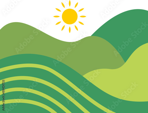 Green Field Illustration Element