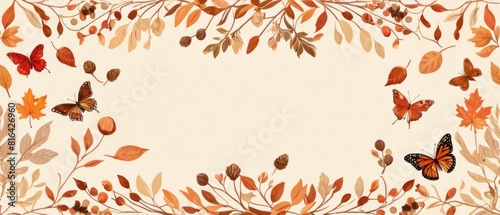 Wallpaper Mural Butterflies flutter among autumn foliage in a golden morning light, creating a dreamy atmosphere. Include acorns, berries, and warm hues to evoke the cozy feel of fall. Torontodigital.ca