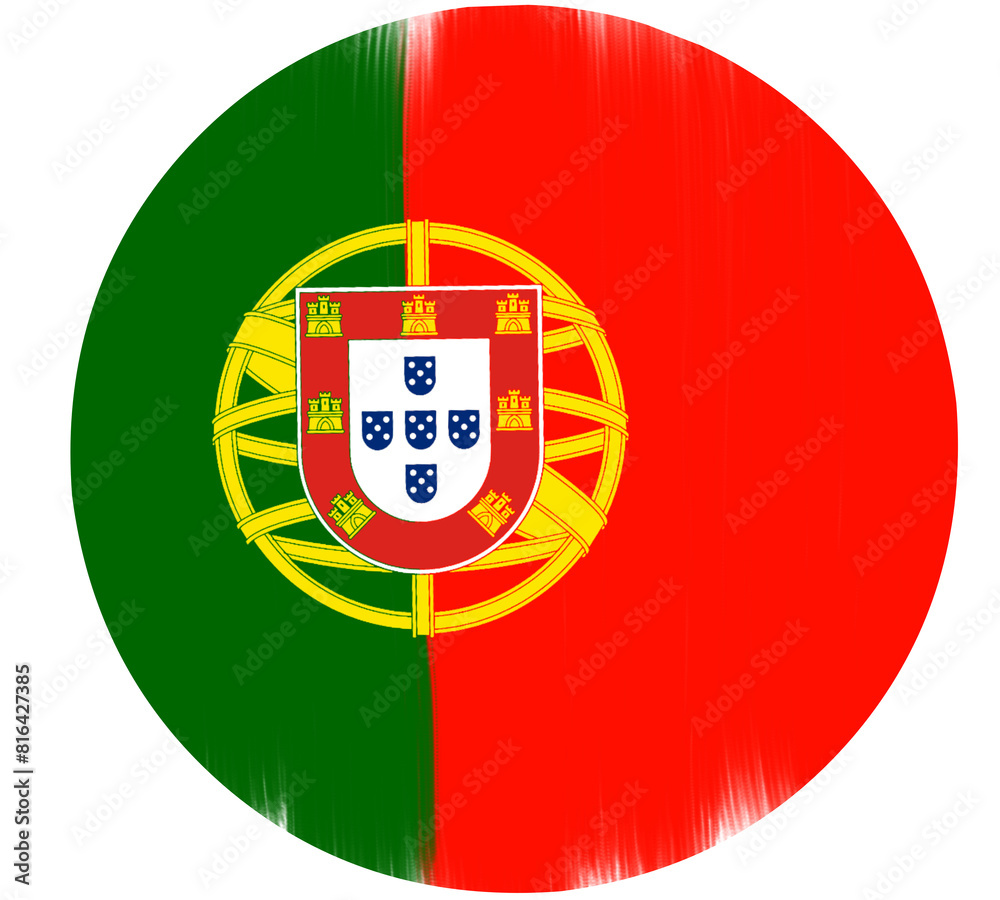 Obraz premium shape of the circle of the portuguese flag with paint strokes