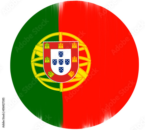 shape of the circle of the portuguese flag with paint strokes