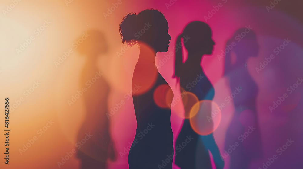International Womens Day 2024 showing sign of Inspire Inclusion on silhouette background : Generative AI International Womens Day 2024 showing sign of Inspire Inclusion on silhouette background : Generative AI
