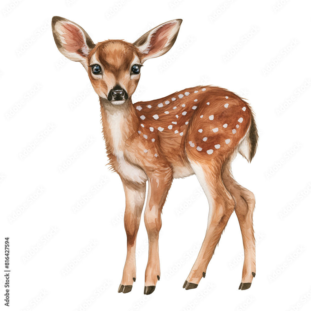 Baby Deer watercolor illustration woodland fawn isolated on transparent background Baby Deer watercolor illustration woodland fawn isolated on transparent background