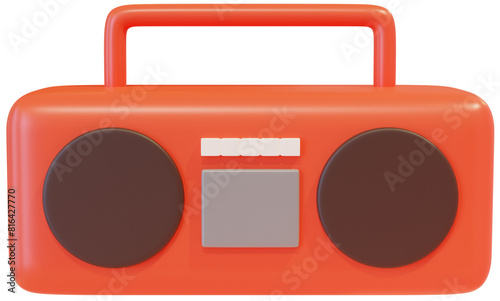 3D Red Retro Radio Stereo