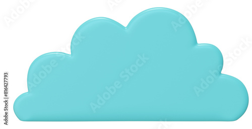 3D Cartoon Blue Fluffy Cloud