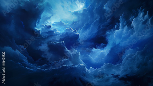 Background of Renaissance cloud sky Painting  Contemplative Indigo  Navy  Midnight Blue Clouds - Classic Art