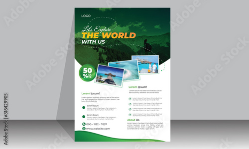 Modern Travel agency Flyer design.
Minimal and colorful Travel poster design template