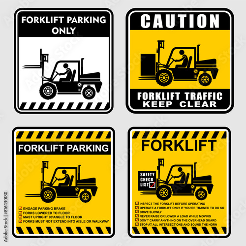 set of forklift traffic, sign vector