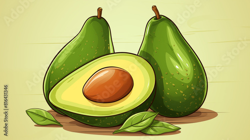 Hand drawn cartoon avocado illustration material
 photo