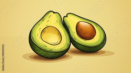 Hand drawn cartoon avocado illustration material
