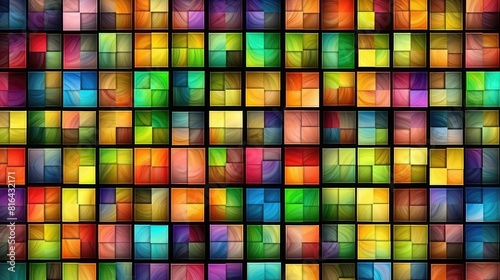 abstract background of colorful squares and rectangles on a black background