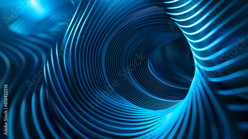 A blue spiral with a dark blue background. The spiral is very long and has a lot of detail