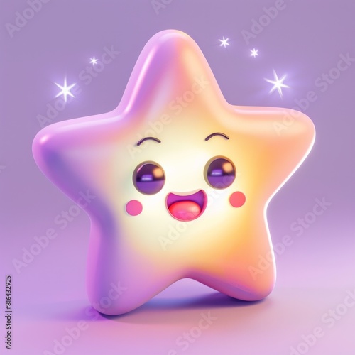 Mystical Star Emoji Icon Illustrate a 3D icon of a star with a mystical aura and sparkling eyes, AI Generative