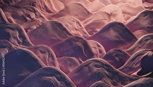 Abstract Pink and Purple Surfaces. 3D Render photo