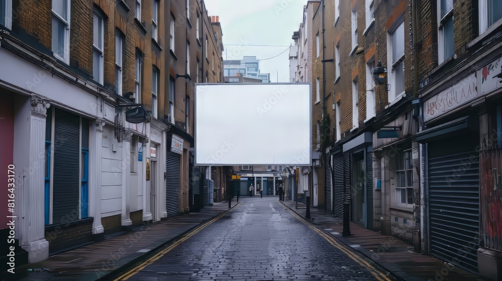 Fototapeta premium blank white billboard street in the old town