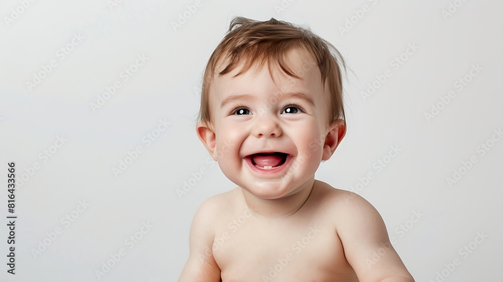 Smiling happy child Portrait of little toddler boy baby in diaper joyfully sitting and laughing isolated on white studio background Concept of childhood motherhood life birth Copy spac : Generative AI Smiling happy child Portrait of little toddler boy baby in diaper joyfully sitting and laughing isolated on white studio background Concept of childhood motherhood life birth Copy spac : Generative AI