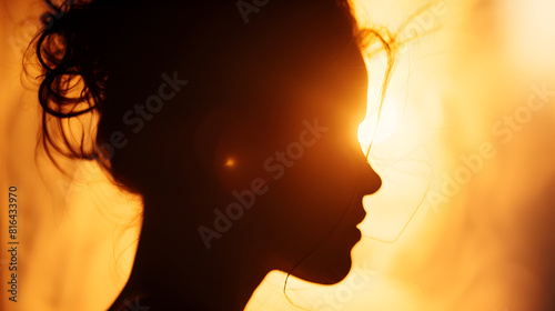 Silhouette of caucasian woman : Generative AI