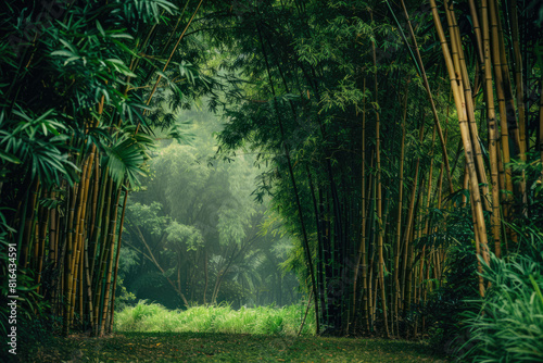 Bamboo Forest In The Form Of A Tourist Photo For Background Created Using Artificial Intelligence