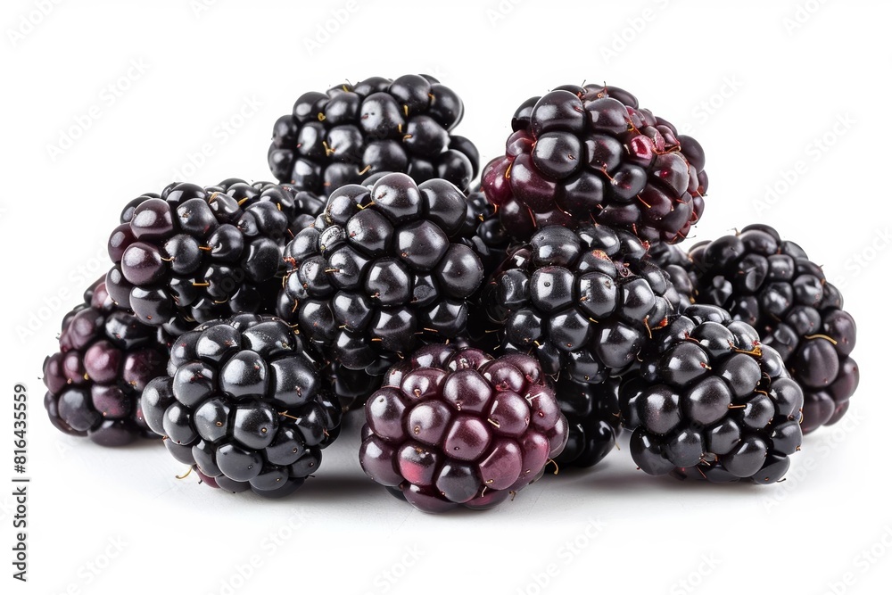 Stack of blackberries, alternating angles to show dimension, isolated on white background Stack of blackberries, alternating angles to show dimension, isolated on white background