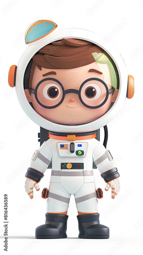 cute Aerospace Engineer character white background 3D styled character funny cute front view simple 3d full color cute Aerospace Engineer character white background 3D styled character funny cute front view simple 3d full color