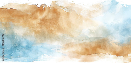 Dynamic watercolors in tawny & blue. photo