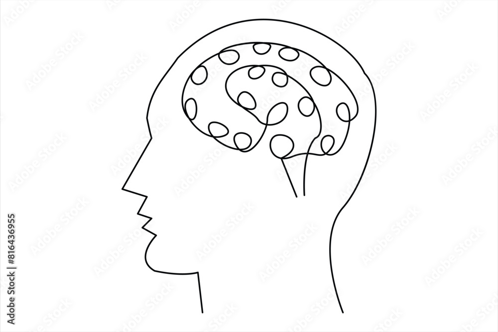 Continuous one line drawing of human brain. Hand drawn minimalism style. brain line art vector illustration Continuous one line drawing of human brain. Hand drawn minimalism style. brain line art vector illustration