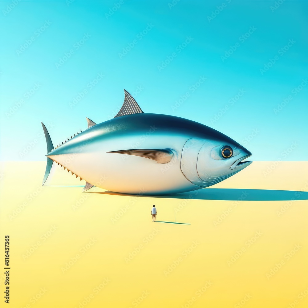 Naklejka premium Hope at Sea: The Journey of Small Fishermen with Tuna