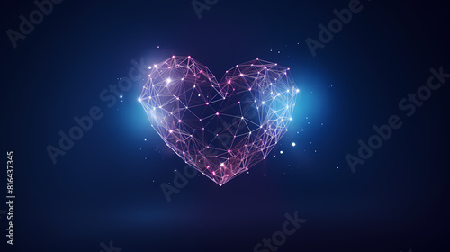Glowing heart made of digital connections