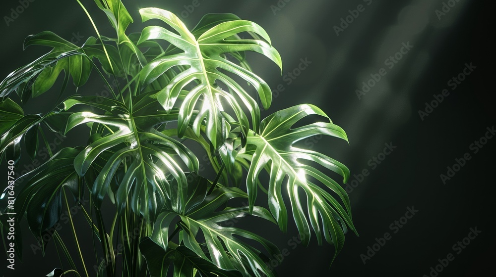 Fototapeta premium Hyper-Realistic Tropical Plant with Backlit Leaves 